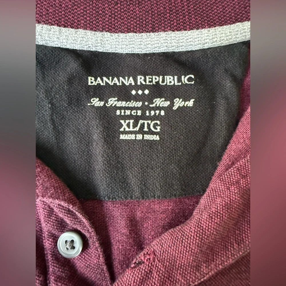 Banana Republic Birdseye Pique Polo Men’s XL Berry Burgundy 100% Cotton